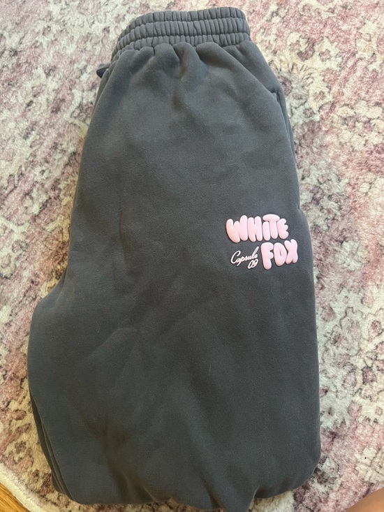 White Fox Boutique Pants - White Fox Boutique Black Joggers with Pink Logo